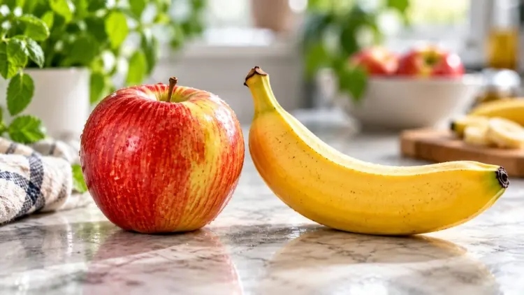 Obuolys dažnai laikomas „lengvu“ ir dietiniu užkandžiu, o bananas dėl saldumo kartais vertinamas beveik kaip desertas.